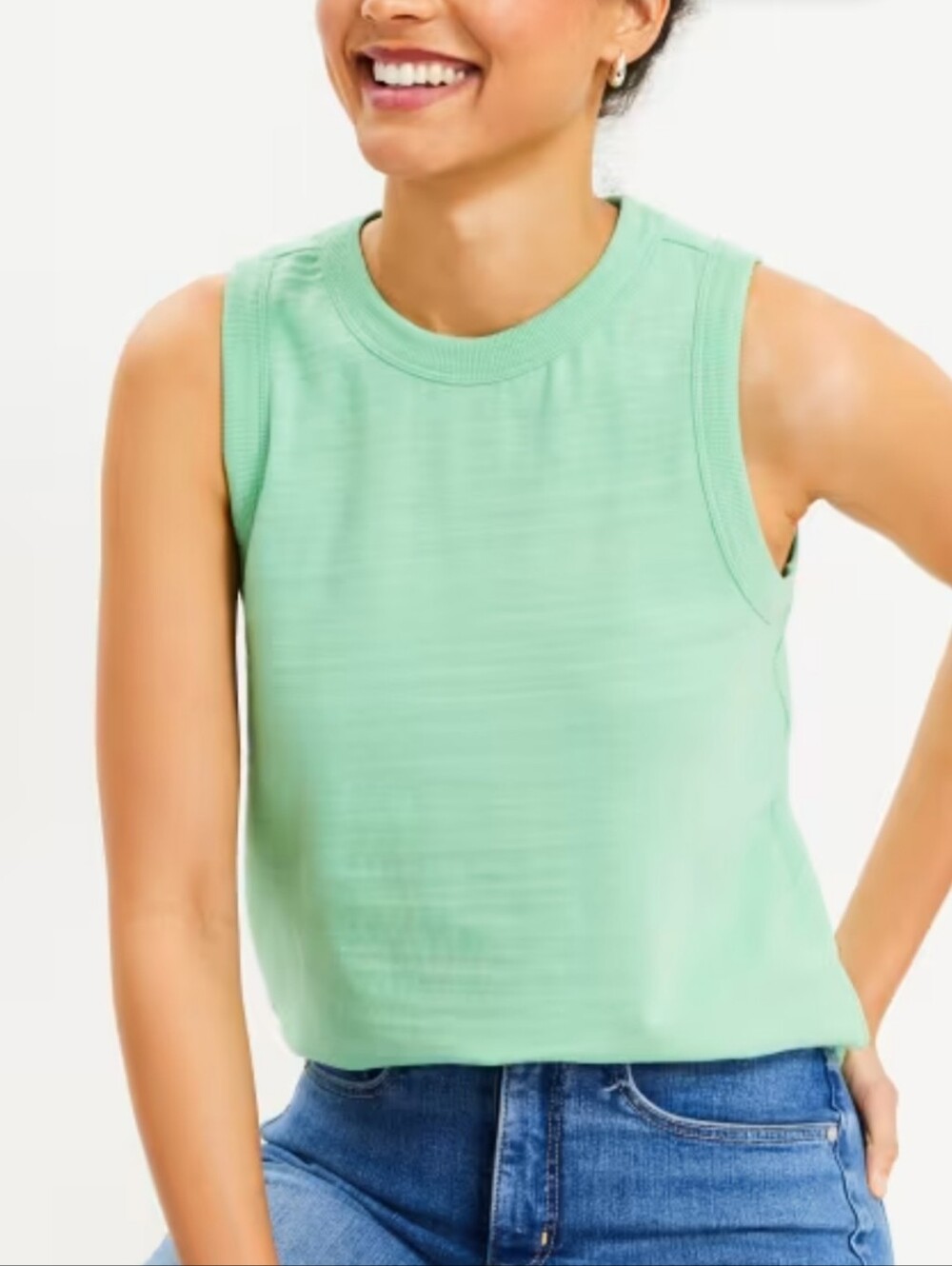 LOFT Mint Green Ribbed Crewneck Tank
